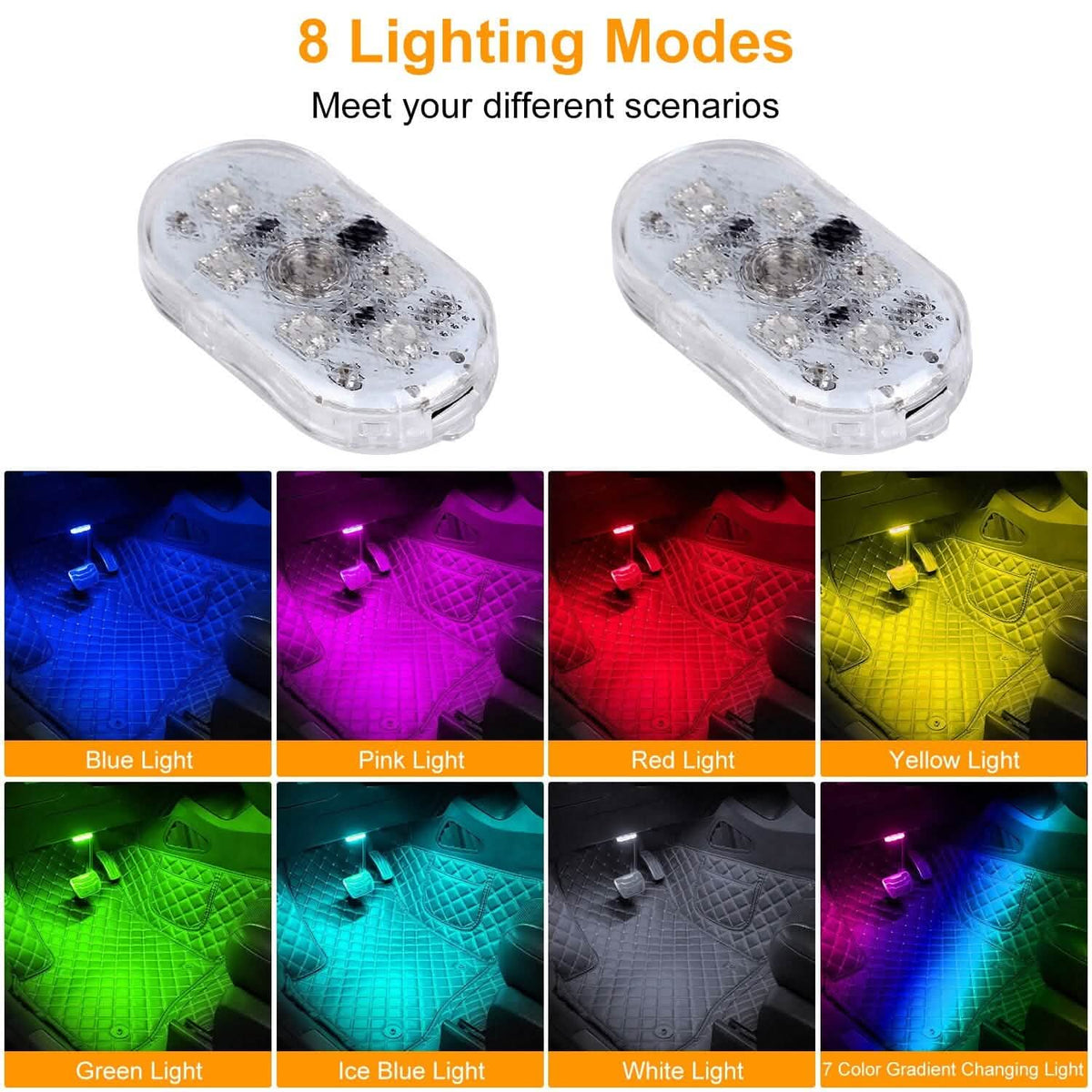 4-Pieces: Cordless Car Interior Light USB Rechargeable - A-1 Thread Vault