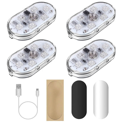 4-Pieces: Cordless Car Interior Light USB Rechargeable - A-1 Thread Vault