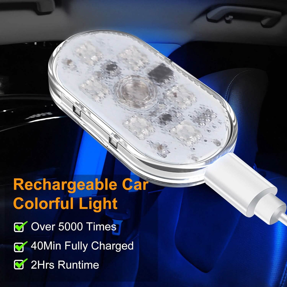 4-Pieces: Cordless Car Interior Light USB Rechargeable - A-1 Thread Vault