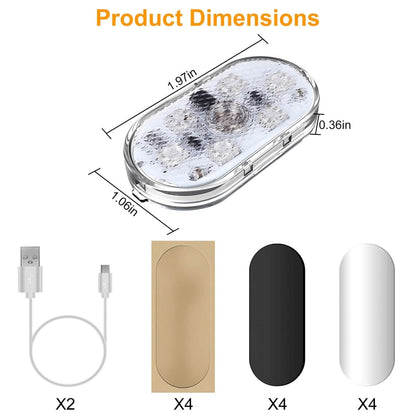 4-Pieces: Cordless Car Interior Light USB Rechargeable - A-1 Thread Vault