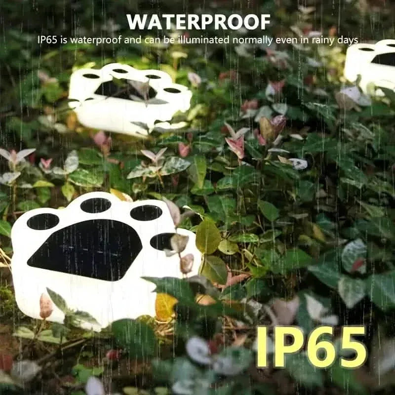 4-Pieces: Cute Paw-Shaped Solar Lawn Lights - A-1 Thread Vault