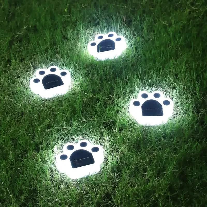 4-Pieces: Cute Paw-Shaped Solar Lawn Lights - A-1 Thread Vault