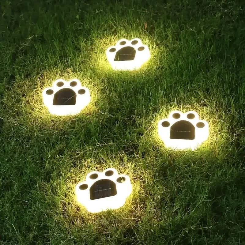 4-Pieces: Cute Paw-Shaped Solar Lawn Lights - A-1 Thread Vault