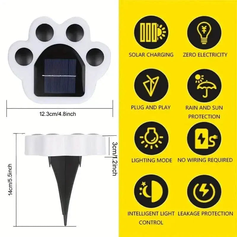 4-Pieces: Cute Paw-Shaped Solar Lawn Lights - A-1 Thread Vault