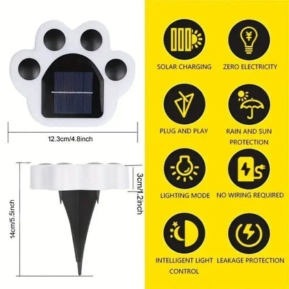 4-Pieces: Cute Paw-Shaped Solar Lawn Lights - A-1 Thread Vault
