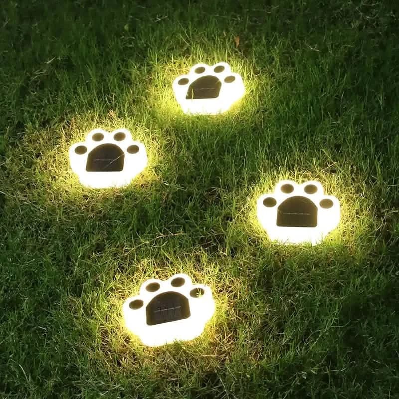 4-Pieces: Cute Paw-Shaped Solar Lawn Lights - A-1 Thread Vault