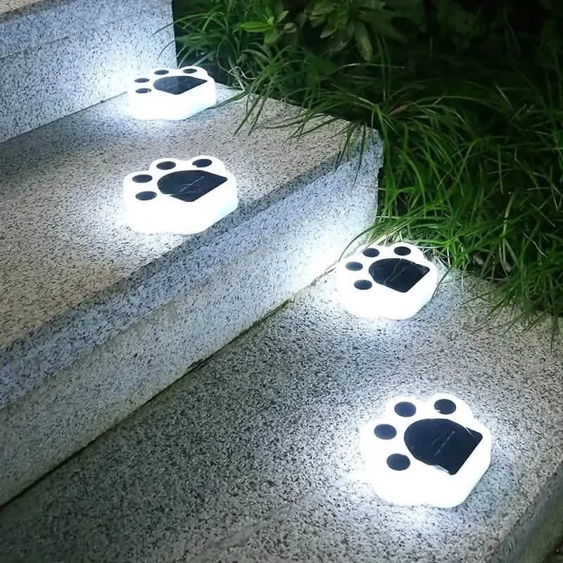 4-Pieces: Cute Paw-Shaped Solar Lawn Lights - A-1 Thread Vault