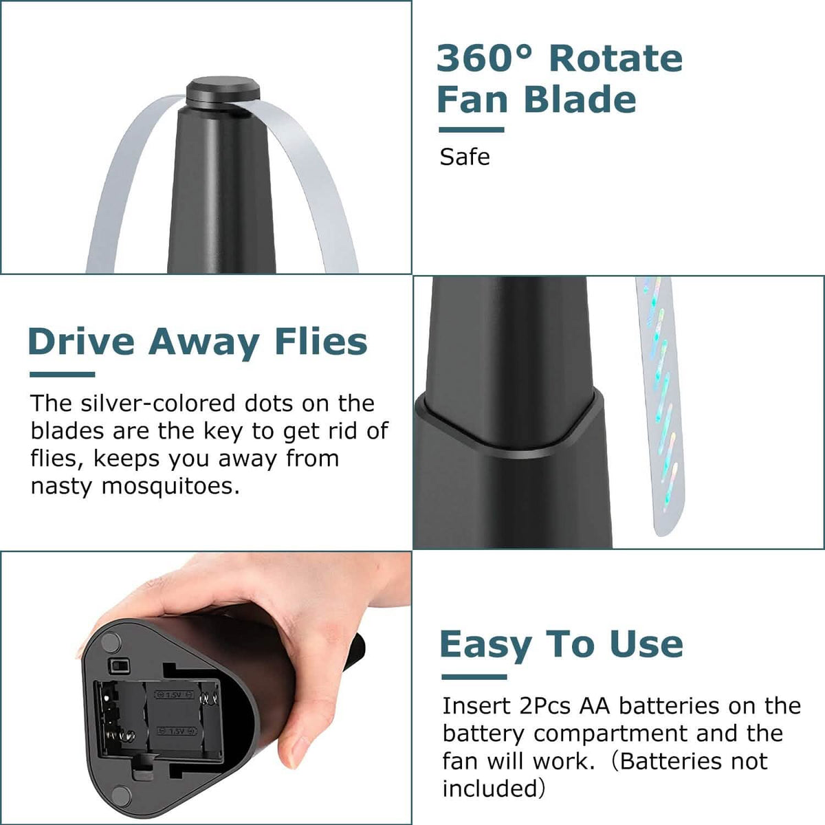4-Pieces: Fly Repellent Fan Table Top Battery Powered Bug Deterrent - A-1 Thread Vault