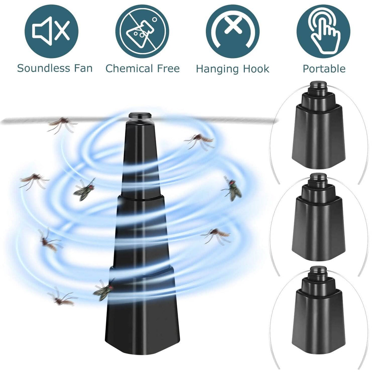 4-Pieces: Fly Repellent Fan Table Top Battery Powered Bug Deterrent - A-1 Thread Vault