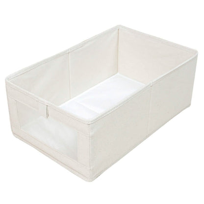 4-Pieces: Foldable Linen Clothing Storage Bin with Visible Clear Window - A-1 Thread Vault