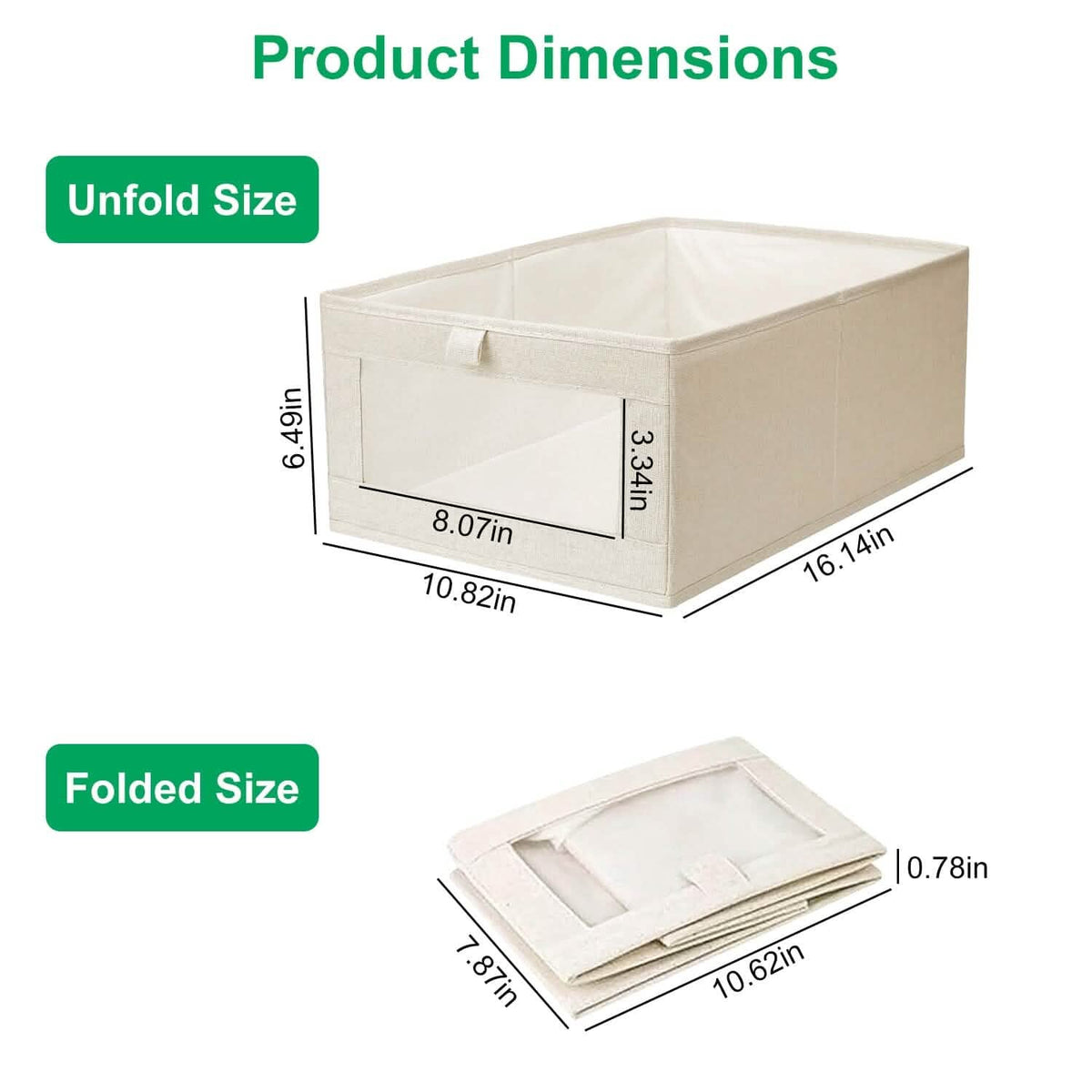 4-Pieces: Foldable Linen Clothing Storage Bin with Visible Clear Window - A-1 Thread Vault