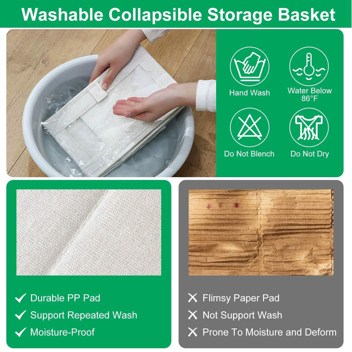 4-Pieces: Foldable Linen Clothing Storage Bin with Visible Clear Window - A-1 Thread Vault
