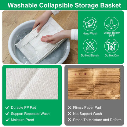 4-Pieces: Foldable Linen Clothing Storage Bin with Visible Clear Window - A-1 Thread Vault