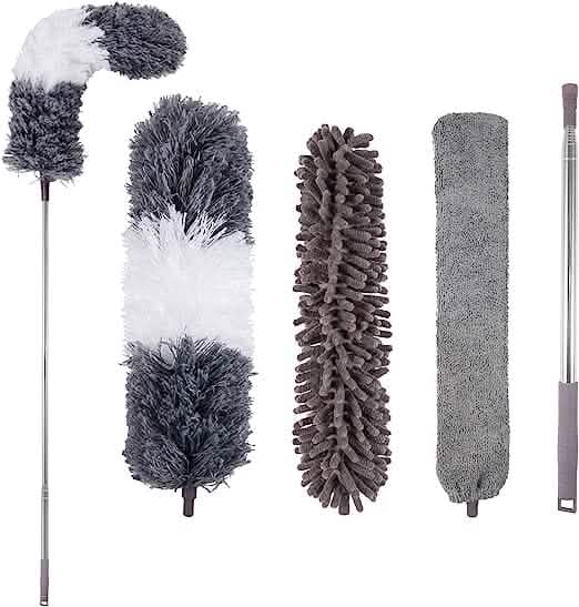 4-Pieces: Reusable Bendable Dusters with Extension Pole - A-1 Thread Vault