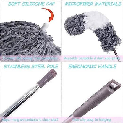 4-Pieces: Reusable Bendable Dusters with Extension Pole - A-1 Thread Vault