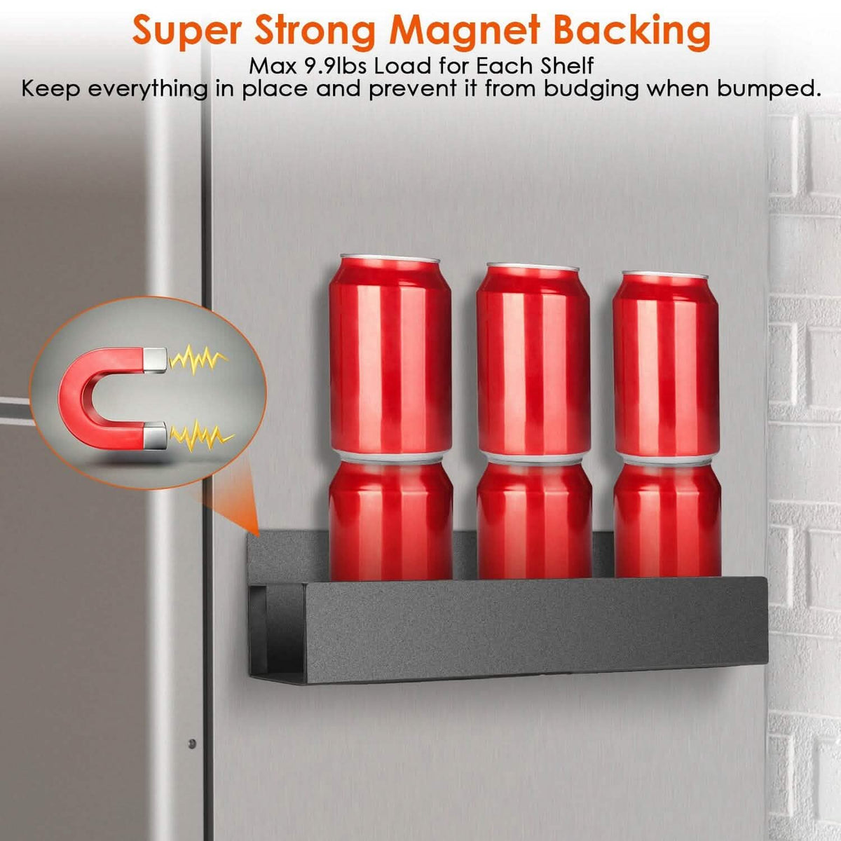 4-Pieces: Spice Rack Strong Magnetic Seasoning Storage Shelf with 8 Removable Hooks - A-1 Thread Vault