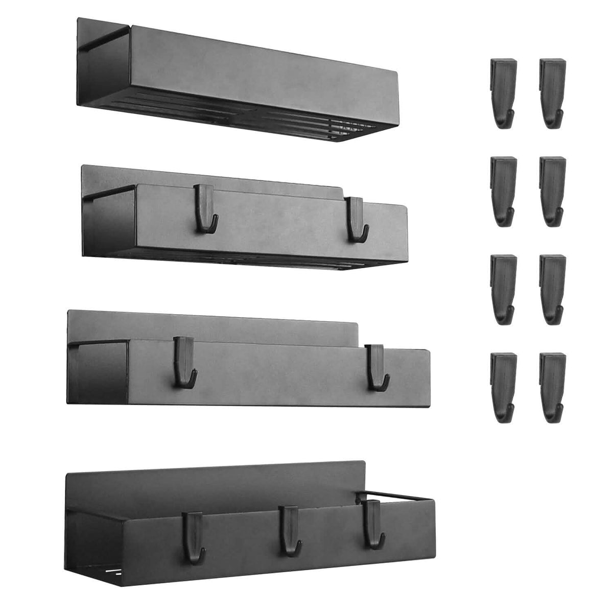 4-Pieces: Spice Rack Strong Magnetic Seasoning Storage Shelf with 8 Removable Hooks - A-1 Thread Vault