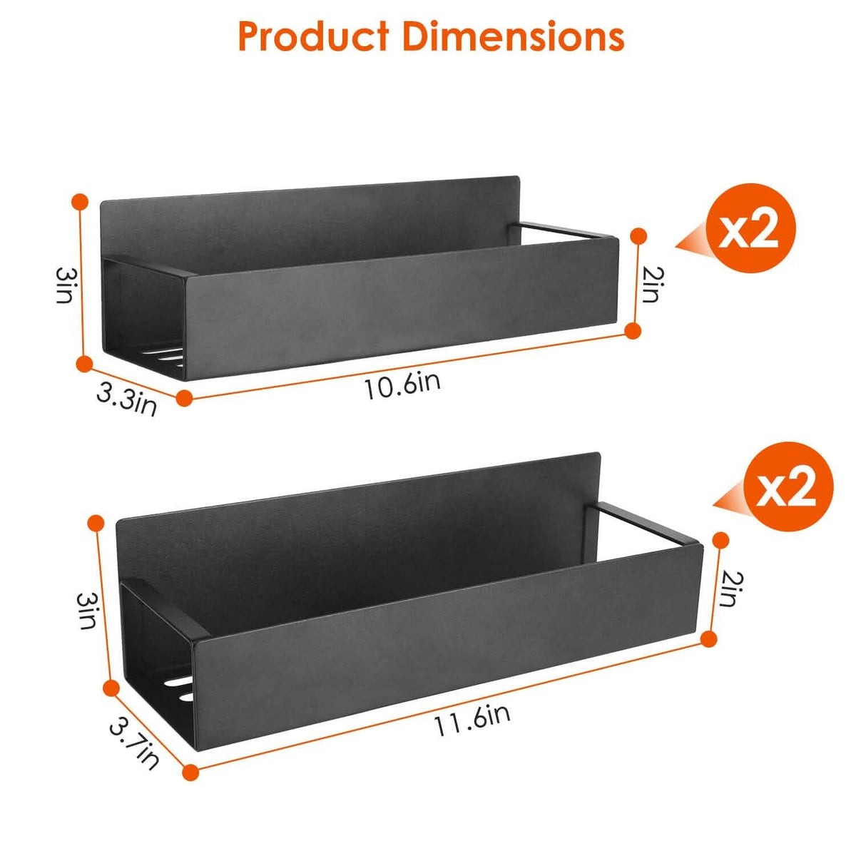 4-Pieces: Spice Rack Strong Magnetic Seasoning Storage Shelf with 8 Removable Hooks - A-1 Thread Vault