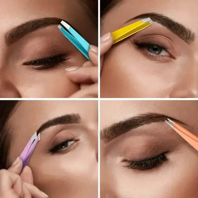 4-Pieces: Tweezers For Eyebrows, Straight, Slant, Angled and Pointy Tip - A-1 Thread Vault