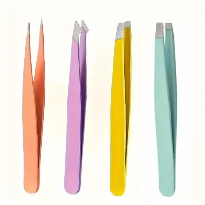 4-Pieces: Tweezers For Eyebrows, Straight, Slant, Angled and Pointy Tip - A-1 Thread Vault