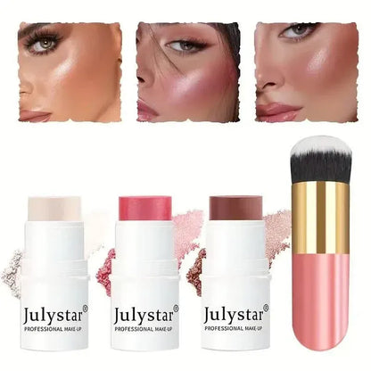 4-Pieces: Ultimate Cream Contour Kit - Seamless Blending Sticks with Highlighter, Blush & Bronzer - A-1 Thread Vault