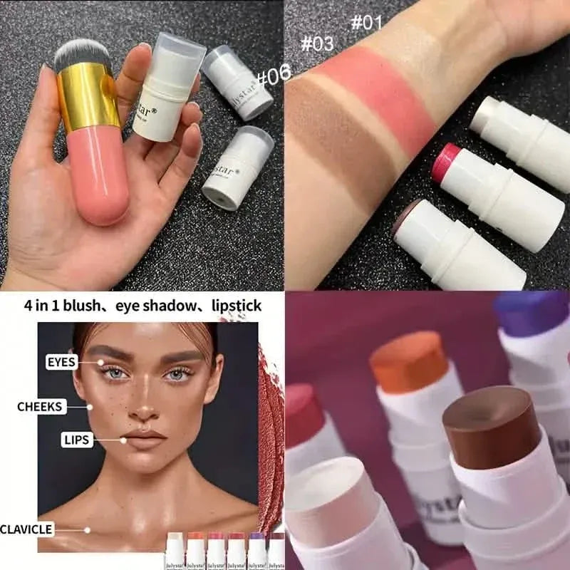 4-Pieces: Ultimate Cream Contour Kit - Seamless Blending Sticks with Highlighter, Blush & Bronzer - A-1 Thread Vault
