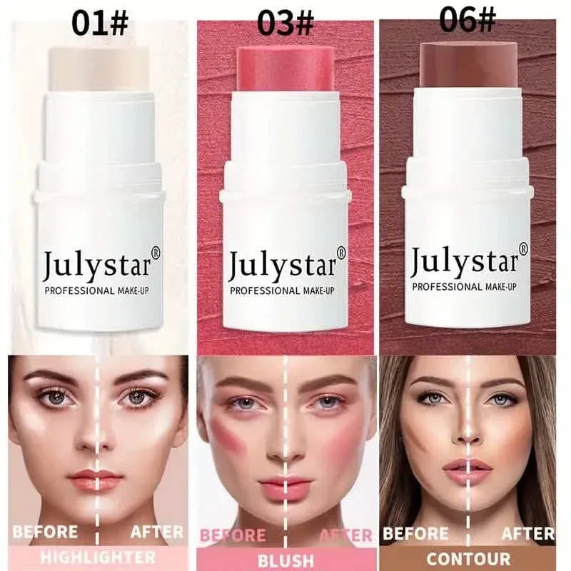 4-Pieces: Ultimate Cream Contour Kit - Seamless Blending Sticks with Highlighter, Blush & Bronzer - A-1 Thread Vault