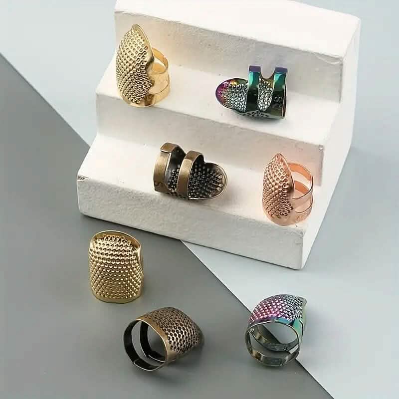 4-Pieces: Vintage Bronze Sewing Thimbles - A-1 Thread Vault