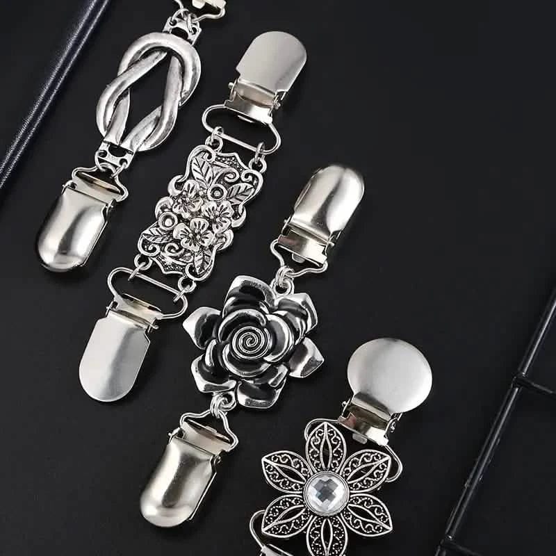 4-Pieces: Vintage Sweater Shawl Clips Retro Cardigan Collar Clips - A-1 Thread Vault