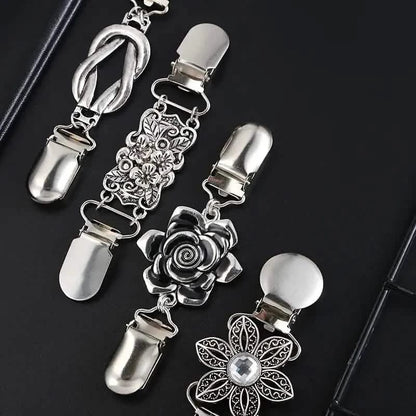 4-Pieces: Vintage Sweater Shawl Clips Retro Cardigan Collar Clips - A-1 Thread Vault