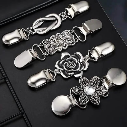 4-Pieces: Vintage Sweater Shawl Clips Retro Cardigan Collar Clips - A-1 Thread Vault