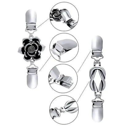 4-Pieces: Vintage Sweater Shawl Clips Retro Cardigan Collar Clips - A-1 Thread Vault