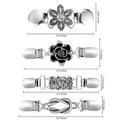 4-Pieces: Vintage Sweater Shawl Clips Retro Cardigan Collar Clips - A-1 Thread Vault