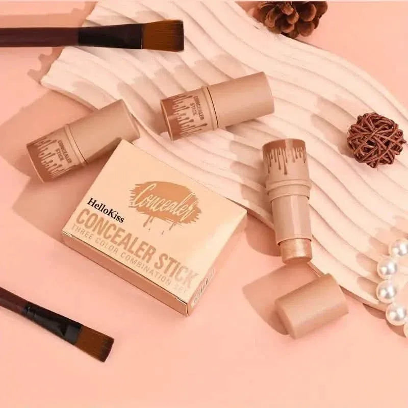 4-Pieces: Waterproof Cream Contour and Highlighter Kit with Brush - A-1 Thread Vault