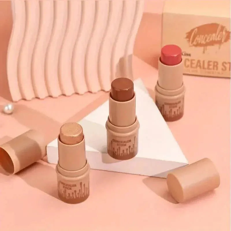 4-Pieces: Waterproof Cream Contour and Highlighter Kit with Brush - A-1 Thread Vault