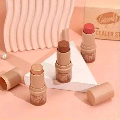 4-Pieces: Waterproof Cream Contour and Highlighter Kit with Brush - A-1 Thread Vault