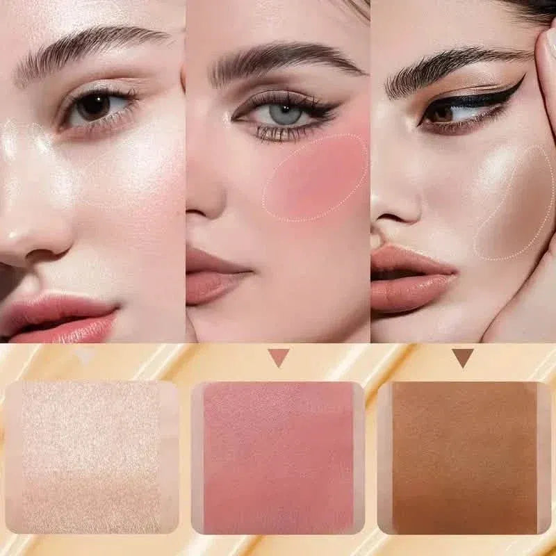 4-Pieces: Waterproof Cream Contour and Highlighter Kit with Brush - A-1 Thread Vault