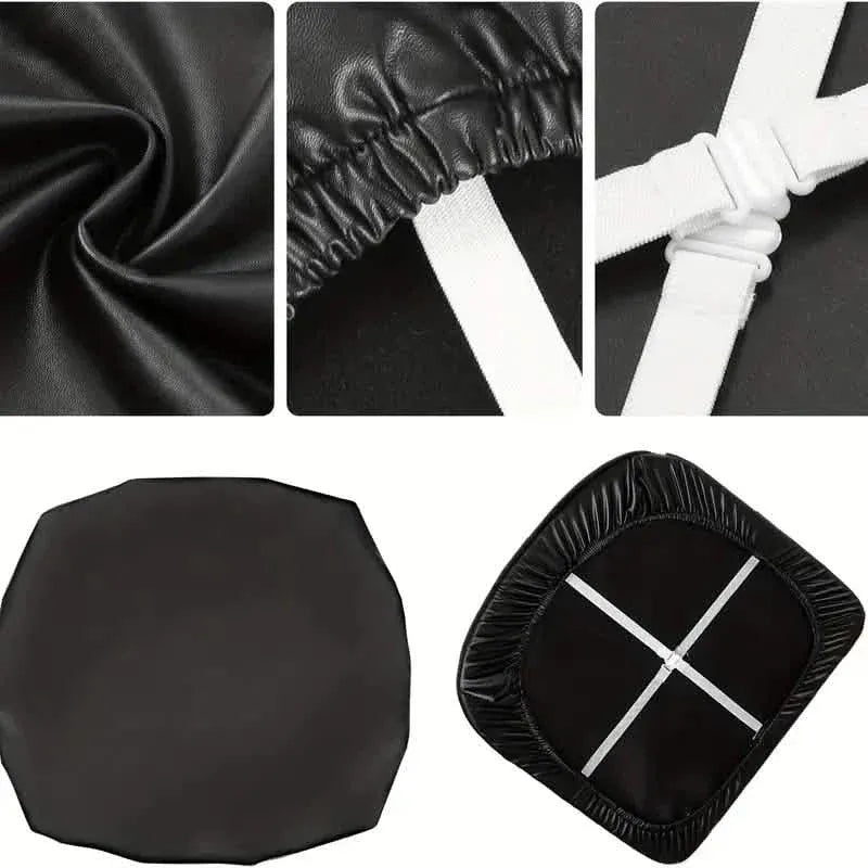 4-Pieces: Waterproof Removable Upholstered Leather Dining Chair Slipcovers - A-1 Thread Vault