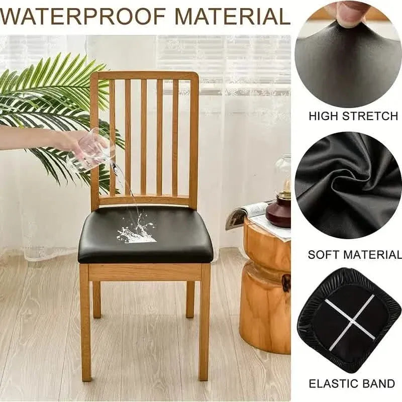 4-Pieces: Waterproof Removable Upholstered Leather Dining Chair Slipcovers - A-1 Thread Vault