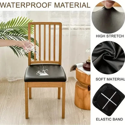 4-Pieces: Waterproof Removable Upholstered Leather Dining Chair Slipcovers - A-1 Thread Vault