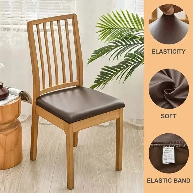 4-Pieces: Waterproof Removable Upholstered Leather Dining Chair Slipcovers - A-1 Thread Vault