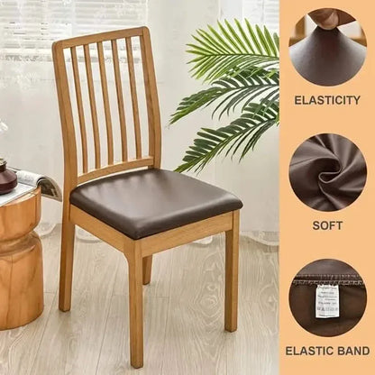 4-Pieces: Waterproof Removable Upholstered Leather Dining Chair Slipcovers - A-1 Thread Vault