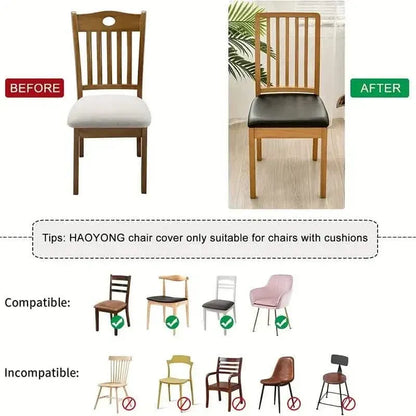 4-Pieces: Waterproof Removable Upholstered Leather Dining Chair Slipcovers - A-1 Thread Vault