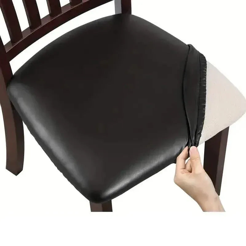 4-Pieces: Waterproof Removable Upholstered Leather Dining Chair Slipcovers - A-1 Thread Vault