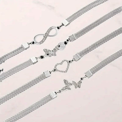4-Pieces: Wide Edge Chain Anklets Set - A-1 Thread Vault