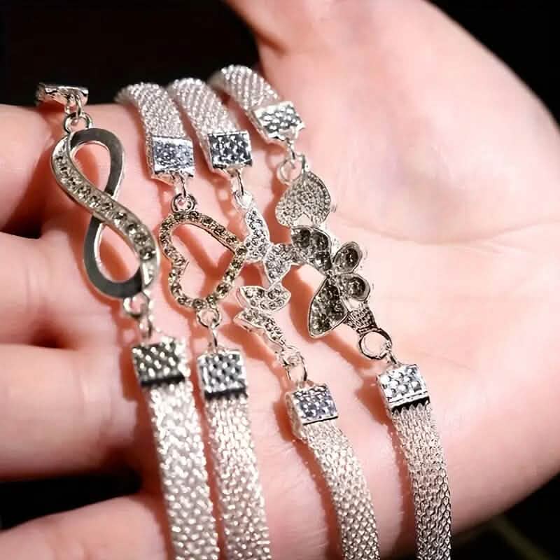 4-Pieces: Wide Edge Chain Anklets Set - A-1 Thread Vault