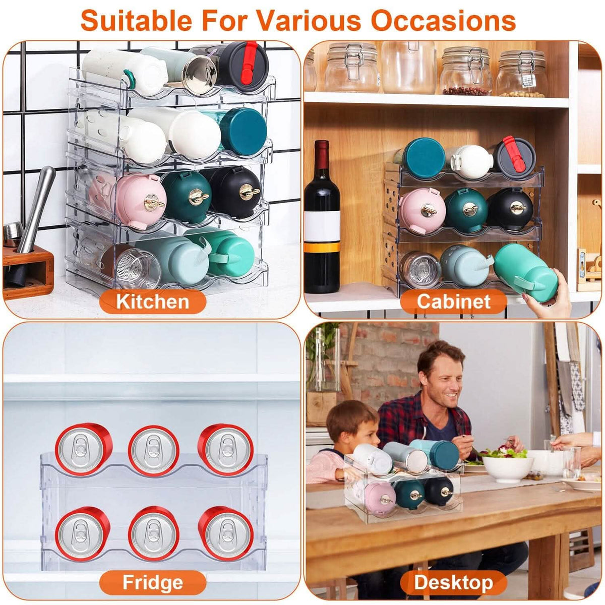 4-Tier Bottle Storage 12 Bottles Transparent Stackable Organizer Holder Shelf - A-1 Thread Vault
