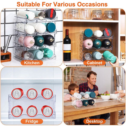 4-Tier Bottle Storage 12 Bottles Transparent Stackable Organizer Holder Shelf - A-1 Thread Vault