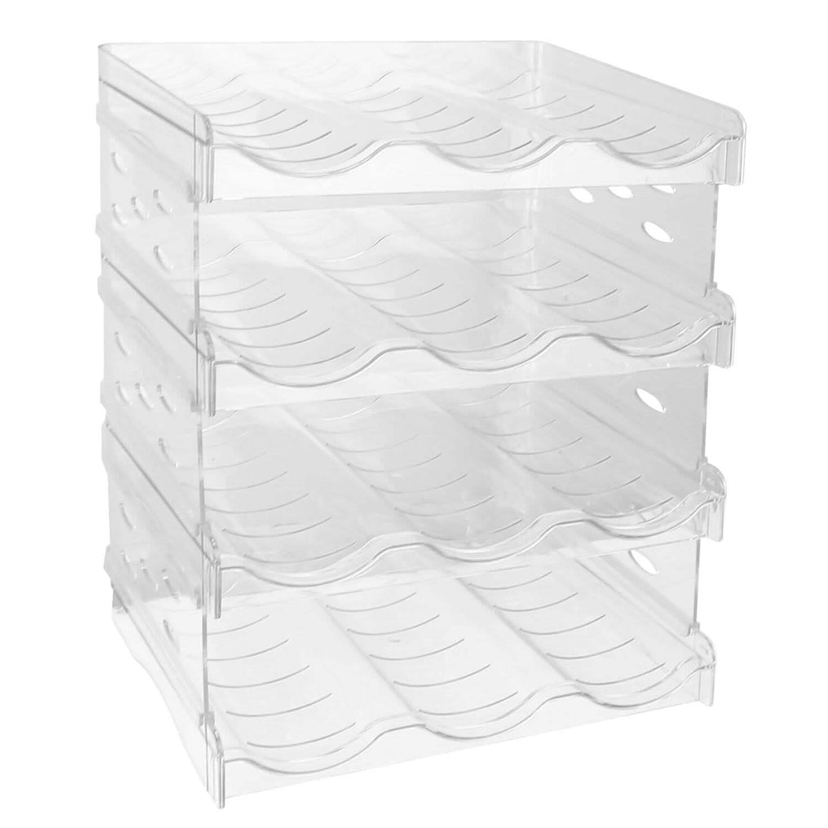 4-Tier Bottle Storage 12 Bottles Transparent Stackable Organizer Holder Shelf - A-1 Thread Vault