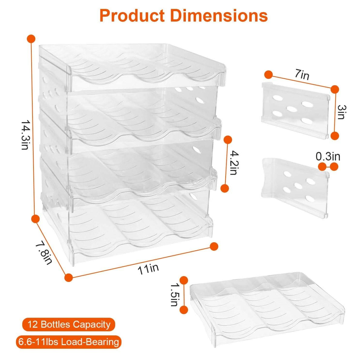 4-Tier Bottle Storage 12 Bottles Transparent Stackable Organizer Holder Shelf - A-1 Thread Vault